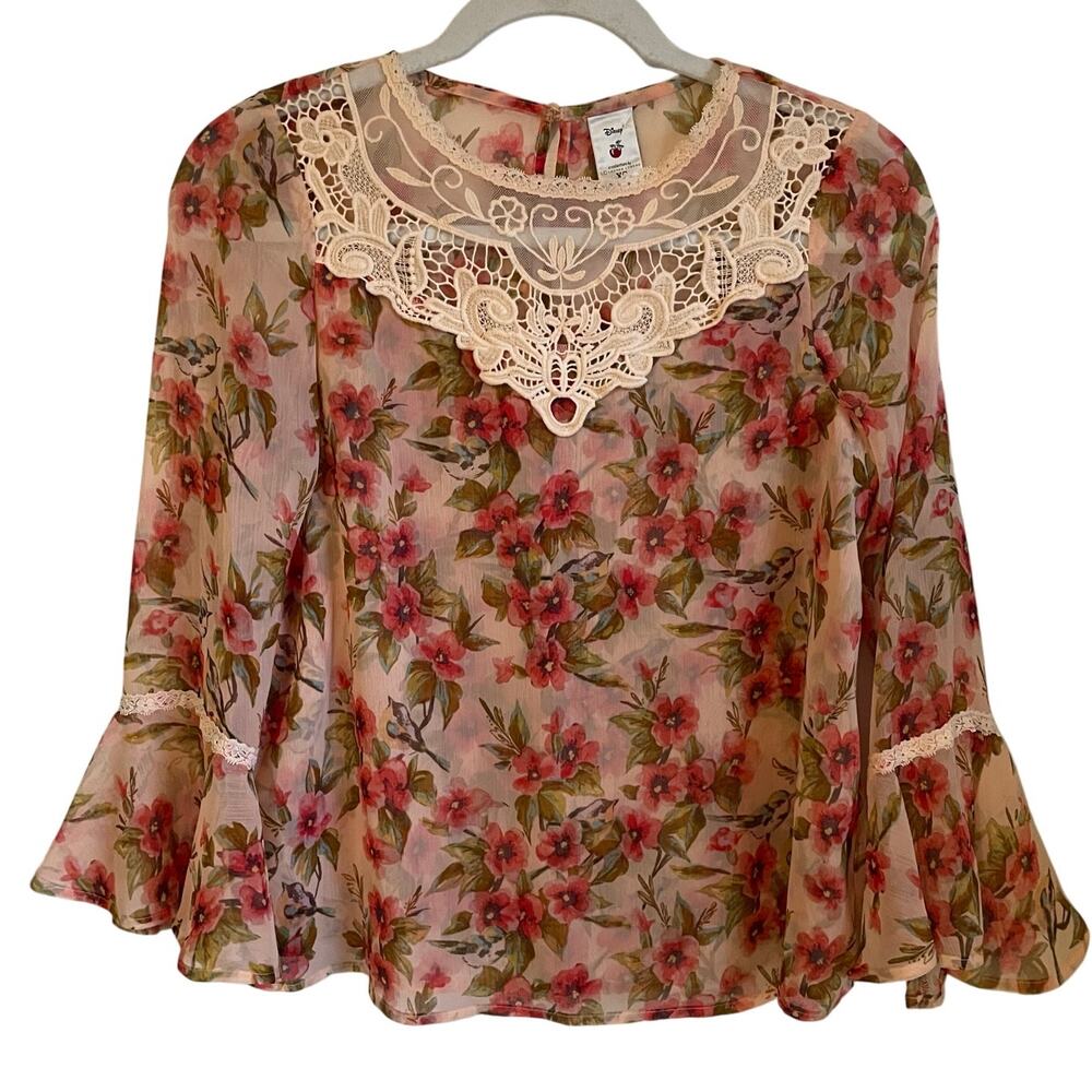Disney Collection by LC Lauren Conrad Blouse Snow White Sz XS Floral Fairycore